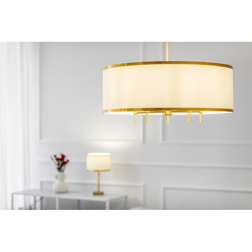 Argon 2132 - Κρεμαστό φωτιστικό οροφής ABBANO 5xE14/7W/230V ορείχαλκος/λευκό