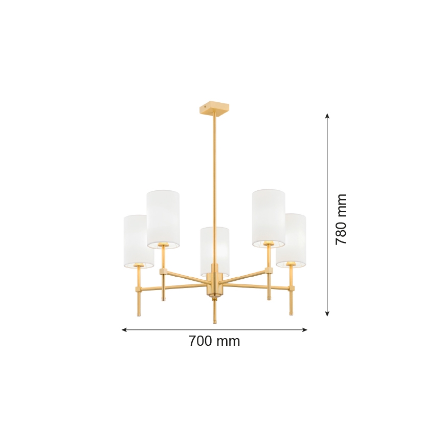 Argon 2134 - Κρεμαστό φωτιστικό οροφής ABRUZZO 5xE14/15W/230V ορείχαλκος/λευκό