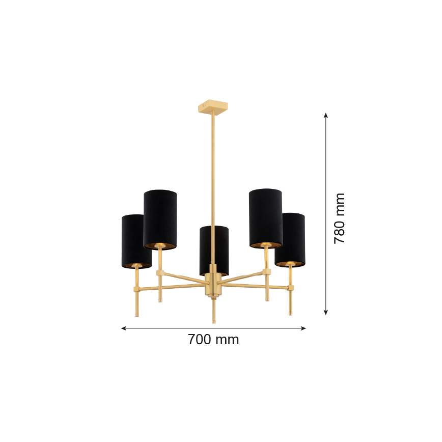Argon 2135 - Κρεμαστό φωτιστικό οροφής ABRUZZO 5xE14/7W/230V ορείχαλκο/μαύρο