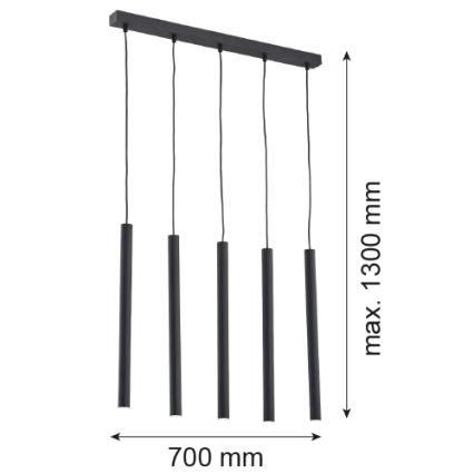 Argon 2137 - Φωτιστικό οροφής με καλώδιο ETNA 5xG9/6W/230V μαύρο