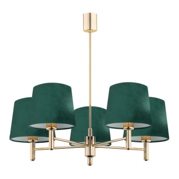 Argon 2145 - Φωτιστικό οροφής με ράβδο PONTE 5xE27/15W/230V πράσινο/ορείχαλκος