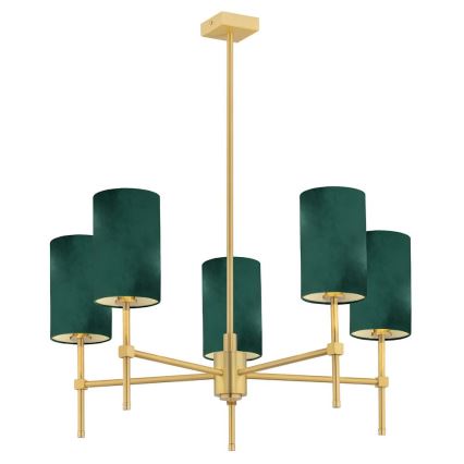 Argon 2147 - Πολύφωτο κρεμαστό ABRUZZO 5xE14/7W/230V ορείχαλκος/πράσινο