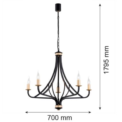 Argon 2171 - Κρεμαστό φωτιστικό οροφής LORENZO 5xE14/7W/230V