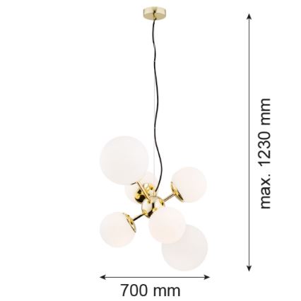 Argon 2532 - Κρεμαστό φωτιστικό οροφής πολύφωτο SATELITE 6xE27/15W/230V χρυσό