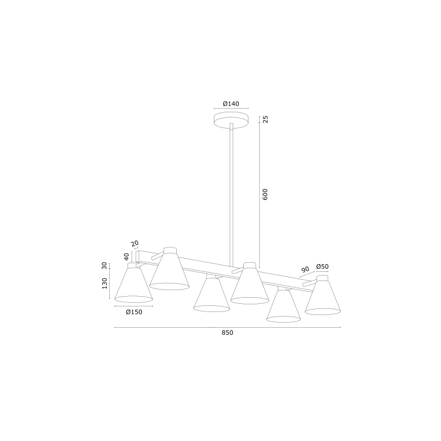Argon 2551 - Κρεμαστό φωτιστικό οροφής AVALONE 6xE27/15W/230V λευκό/χρυσό
