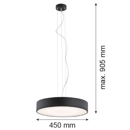 Argon 3352 - Κρεμαστό φωτιστικό οροφής DARLING 1xLED/35W/230V δ. 45 cm μαύρο