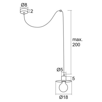 Argon 3835 -  Κρεμαστό φωτιστικό οροφής μονόφωτο CORSO 1xE27/15W/230V μαύρο