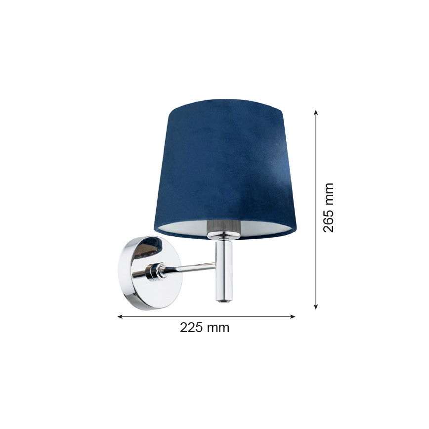 Argon 3908 - Λάμπα τοίχου BOLZANO 1xE27/15W/230V μπλε/γυαλιστερό χρώμιο