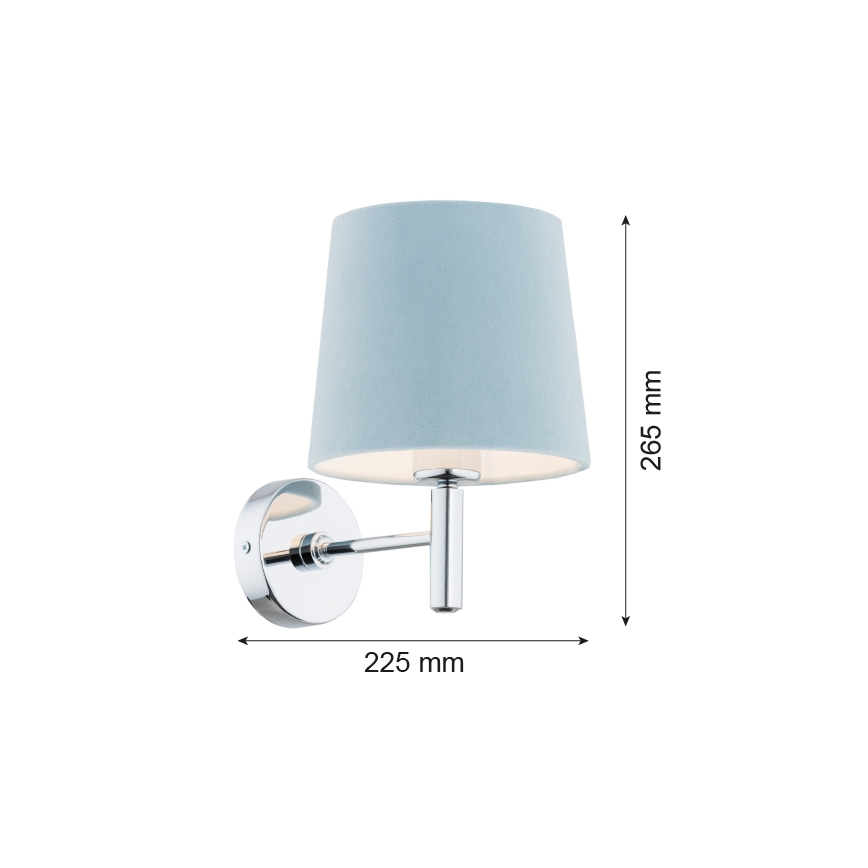 Argon 3910 - Λάμπα τοίχου BOLZANO 1xE27/15W/230V μπλε/γυαλιστερό χρώμιο