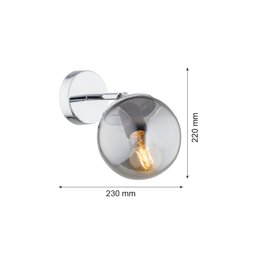 Argon 3989 - Λάμπα τοίχου SATELITE 1xE27/15W/230V γυαλιστερό χρώμιο/γκρι