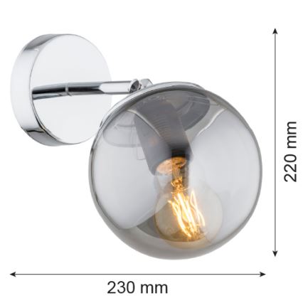 Argon 3989 - Λάμπα τοίχου SATELITE 1xE27/15W/230V γυαλιστερό χρώμιο/γκρι