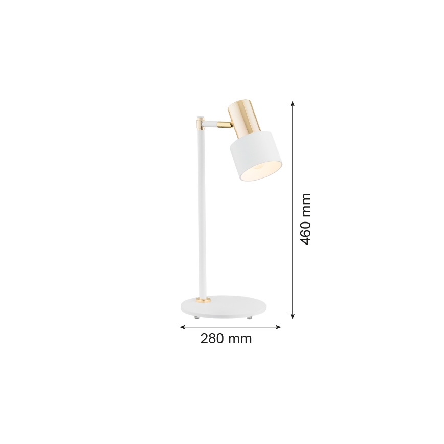 Argon 4256 - Επιτραπέζιο φωτιστικό DORIA 1xE27/15W/230V λευκό/ορείχαλκο