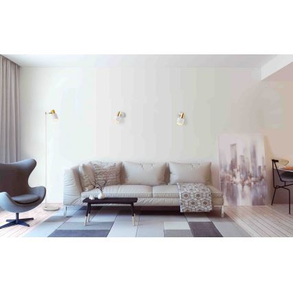 Argon 4264  - Επιτοίχιο φωτιστικό σποτ DORIA 1xE27/15W/230V λευκό / ορείχαλκο