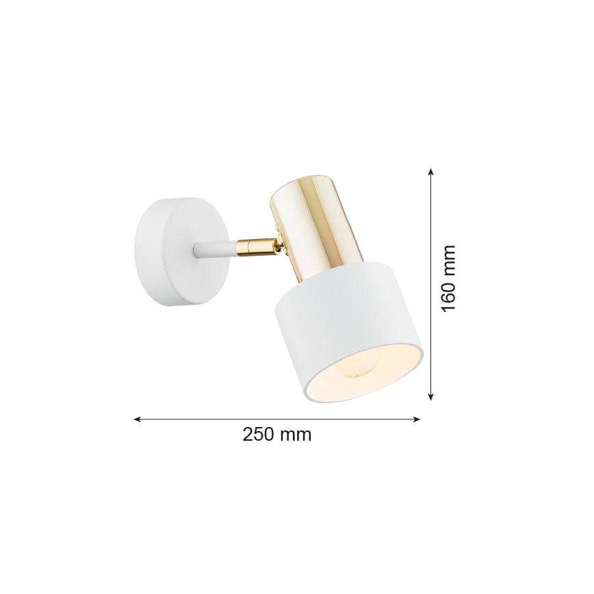 Argon 4264  - Επιτοίχιο φωτιστικό σποτ DORIA 1xE27/15W/230V λευκό / ορείχαλκο