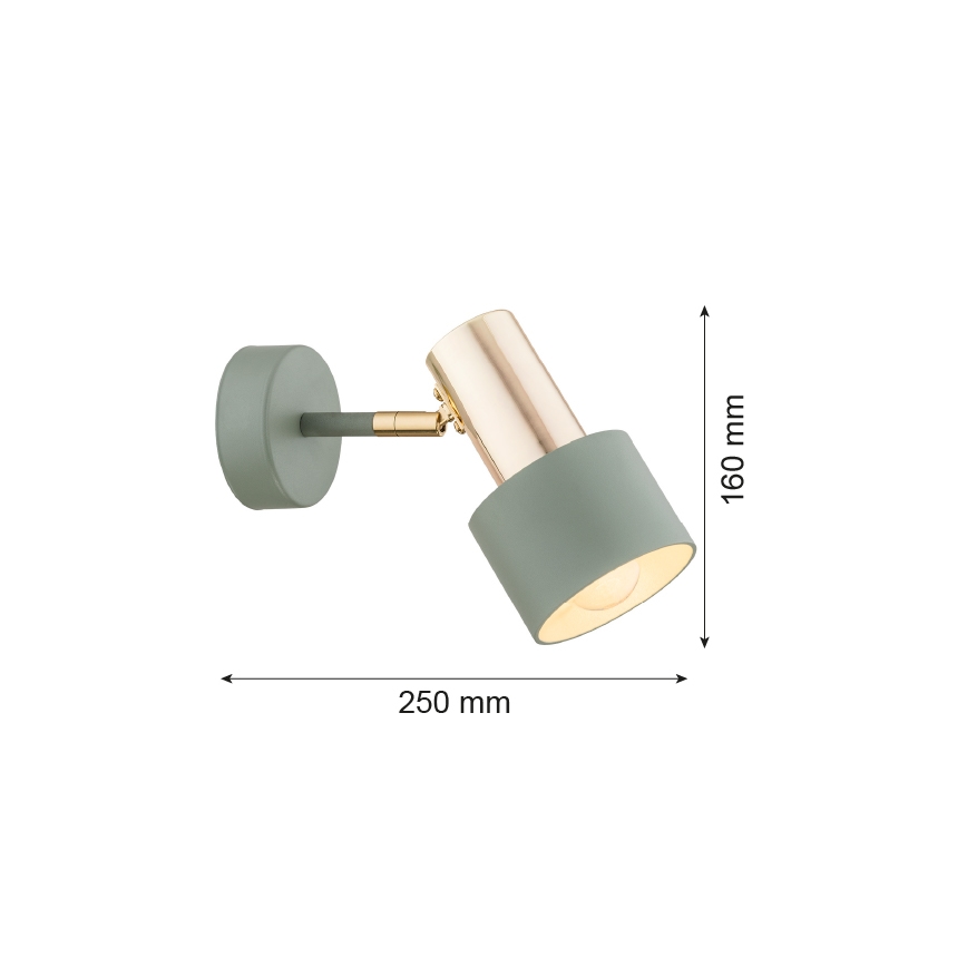 Argon 4315  - Εποτοίχιο φωτιστικό σποτ DORIA  1xE27/15W/230V πράσινο / ορείχαλκο