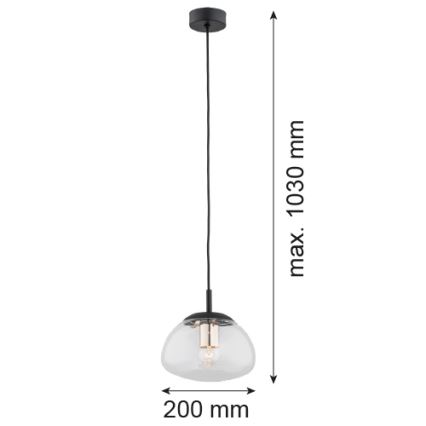Argon 4331 - Φωτιστικό οροφής με καλώδιο TRINI 1xE27/15W/230V διάμ. 20 εκ. μαύρο