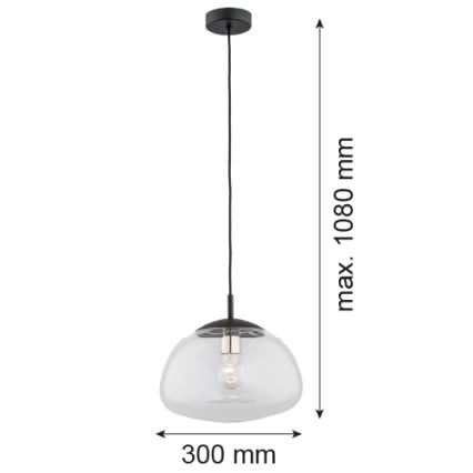 Argon 4332 - Πολύφωτο με συρματόσχοινο TRINI 1xE27/15W/230V διάμετρος 30 cm μαύρο