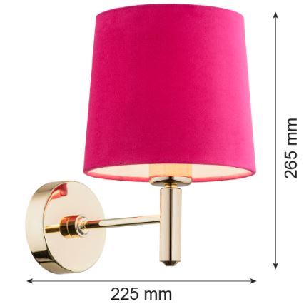 Argon 4349 - Λάμπα τοίχου PONTE 1xE27/15W/230V ροζ/ορείχαλκος