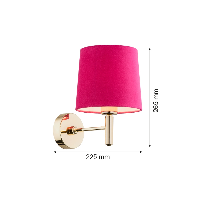 Argon 4349 - Λάμπα τοίχου PONTE 1xE27/15W/230V ροζ/ορείχαλκος