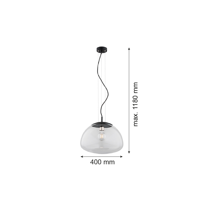 Argon 4351 - Πολύφωτο με συρματόσχοινο TRINI 1xE27/15W/230V διάμετρος 40 cm μαύρο