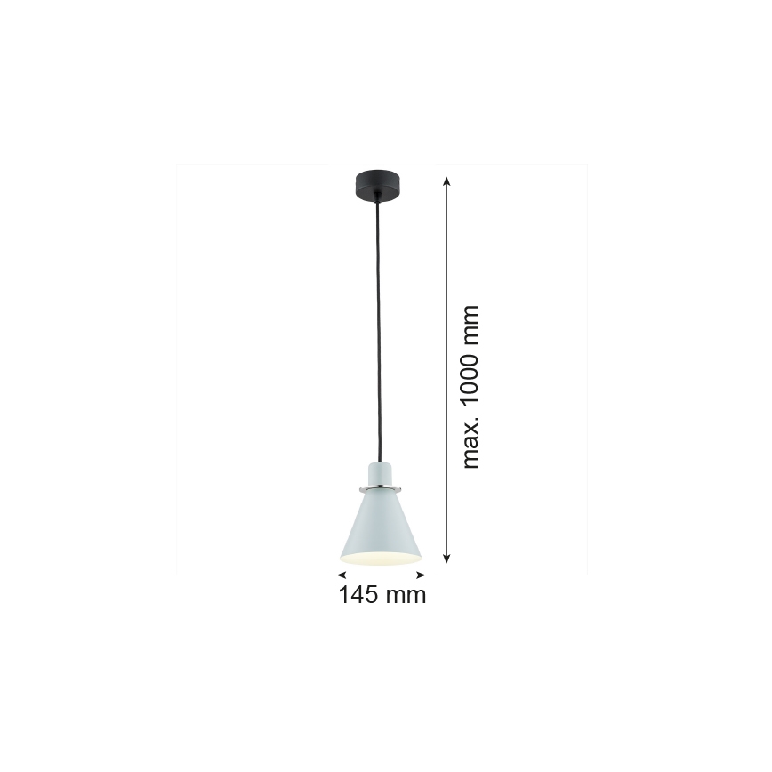 Argon 4683 - Φωτιστικό κρεμαστό μονόφωτο BEVERLY 1xE27/15W/230V μπλε/γυαλιστερό χρώμιο