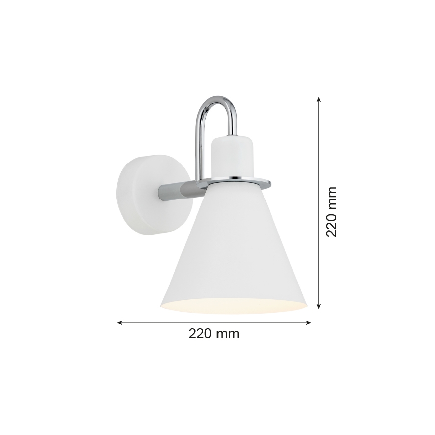 Argon 4705 - Φωτιστικό τοίχου BEVERLY 1xE27/15W/230V λευκό/ γυαλιστερό χρώμιο