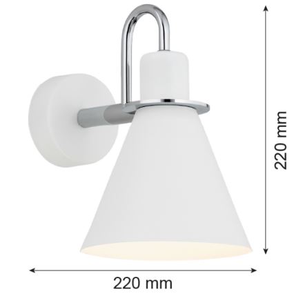 Argon 4705 - Φωτιστικό τοίχου BEVERLY 1xE27/15W/230V λευκό/ γυαλιστερό χρώμιο