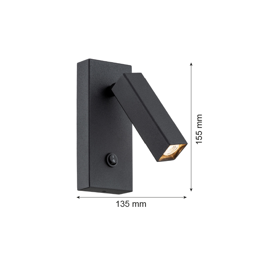 Argon 4723 - Σποτ τοίχου ROCK 1xG9/6W/230V μαύρο