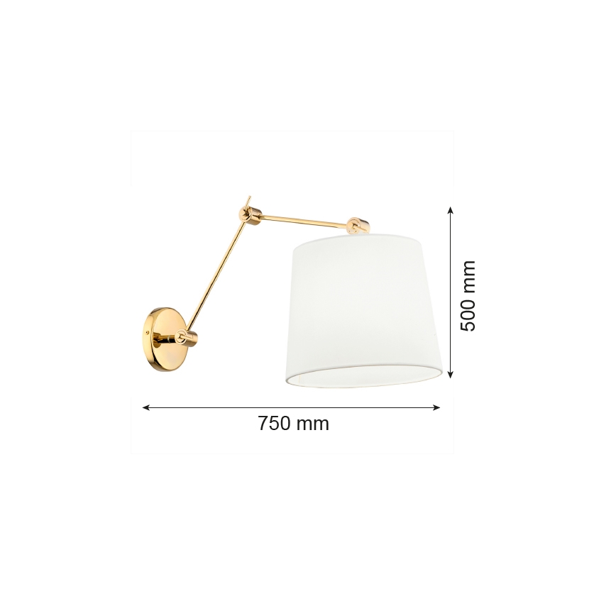 Argon 4897 - Λάμπα τοίχου ZAKYNTOS PLUS 1xE27/15W/230V λευκό/χρυσαφί