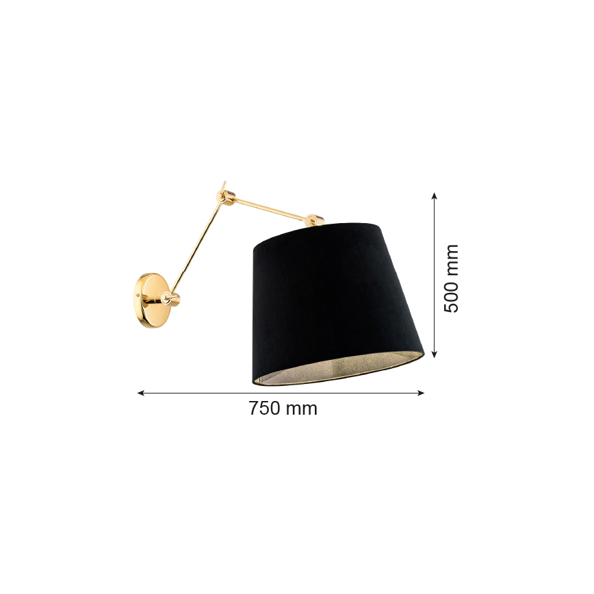 Argon 4898 - Λάμπα τοίχου ZAKYNTOS PLUS 1xE27/15W/230V μαύρο/χρυσαφί