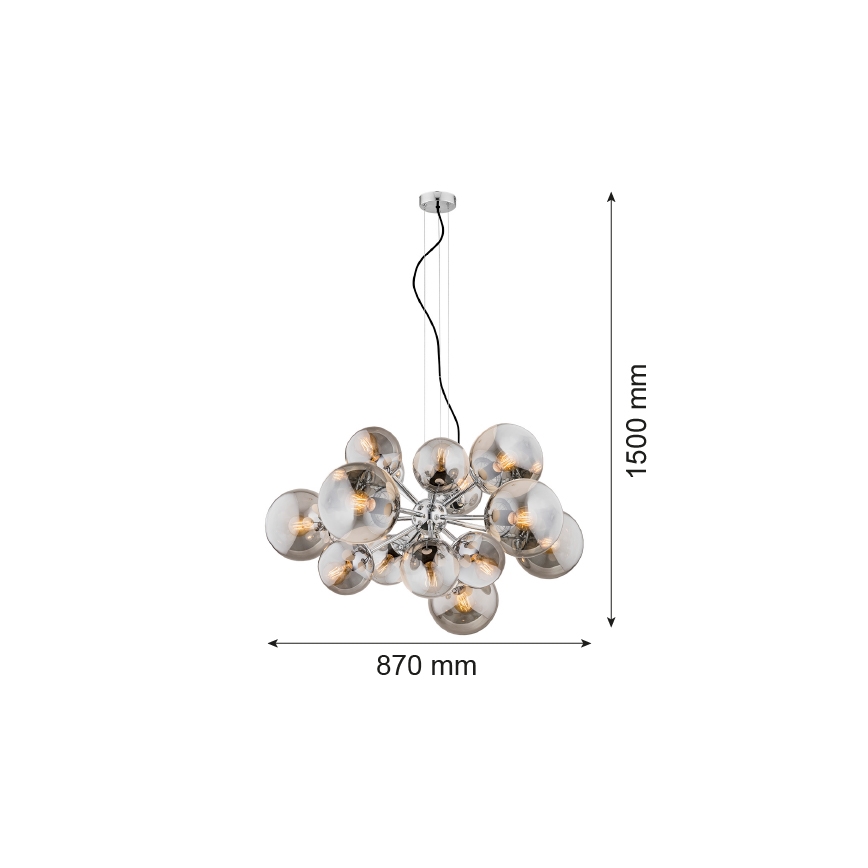 Argon 5022 - Κρεμαστό φωτιστικό οροφής SATELITE 15xE27/15W/230V γυαλιστερό χρώμιο