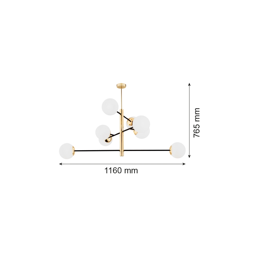 Argon 5041 - Κρεμαστό φωτιστικό οροφής CAMERON 8xE27/15W/230V ορείχαλκος/μαύρο