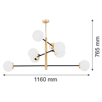 Argon 5041 - Κρεμαστό φωτιστικό οροφής CAMERON 8xE27/15W/230V ορείχαλκος/μαύρο