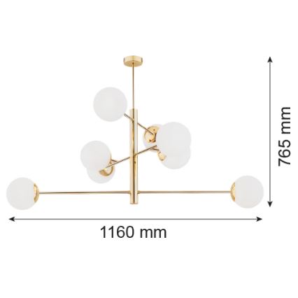 Argon 5043 - Πολύφωτο CAMERON 8xE27/15W/230V ορείχαλκο