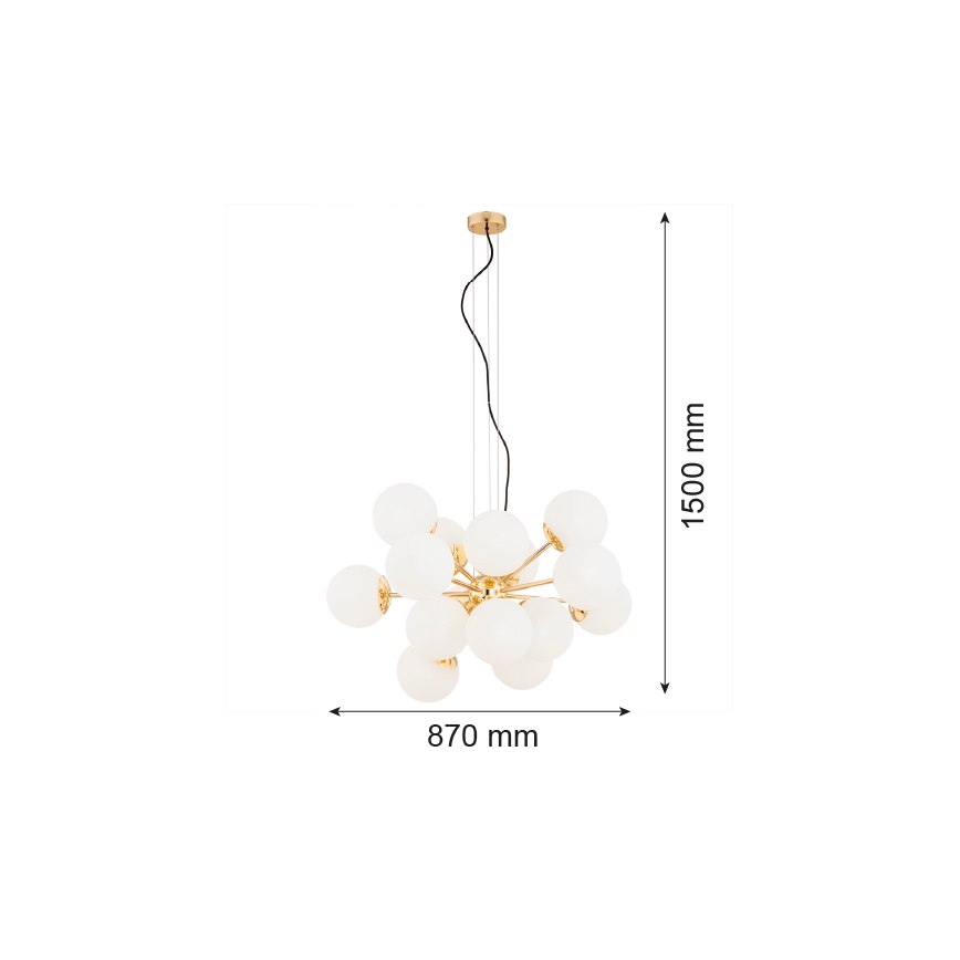 Argon 5048 - Κρεμαστό φωτιστικό οροφής SATELITE PLUS 15xE27/15W/230V χρυσό