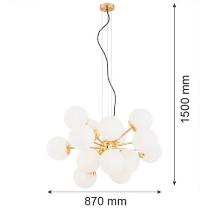 Argon 5048 - Κρεμαστό φωτιστικό οροφής SATELITE PLUS 15xE27/15W/230V χρυσό