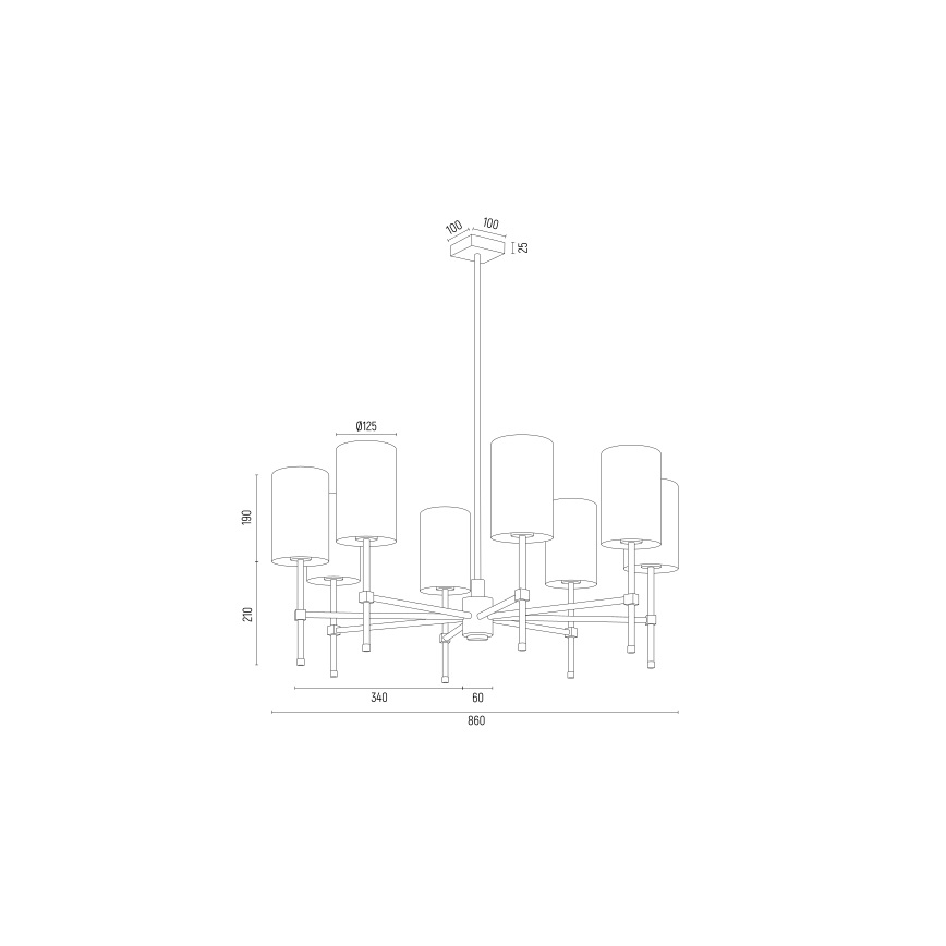Argon 5051 - Κρεμαστό φωτιστικό οροφής ABRUZZO 8xE14/15W/230V ορείχαλκος/λευκό