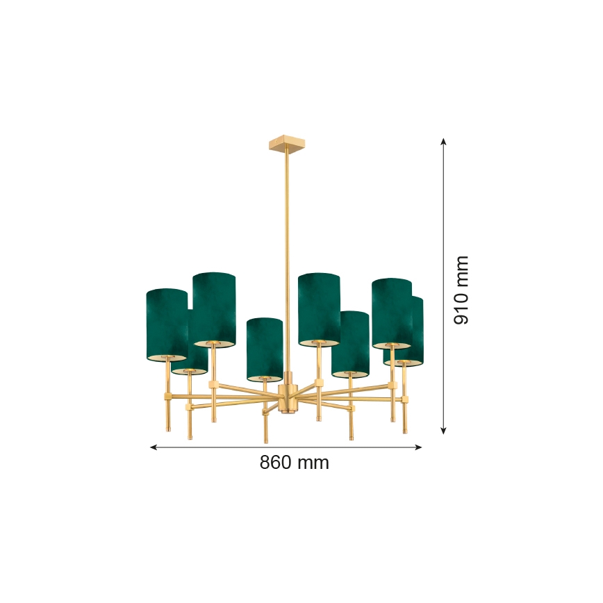 Argon 5055 - Πολύφωτο κρεμαστό ABRUZZO 8xE14/7W/230V ορείχαλκος/πράσινο