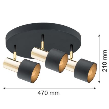 Argon 6006 - Φωτιστικό σποτ DORIA 3xE27/15W/230V μαύρο/ορείχαλκος