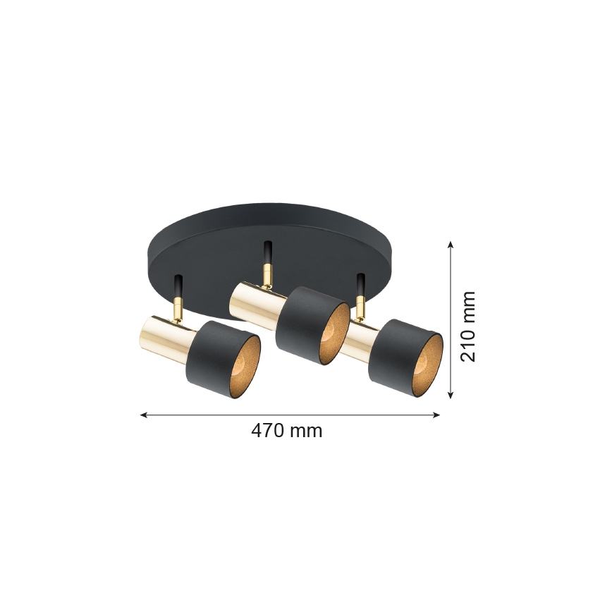 Argon 6006 - Φωτιστικό σποτ DORIA 3xE27/15W/230V μαύρο/ορείχαλκος