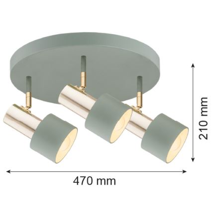 Argon 6007 - Φωτιστικό σποτ DORIA 3xE27/15W/230V πράσινο/ορείχαλκος