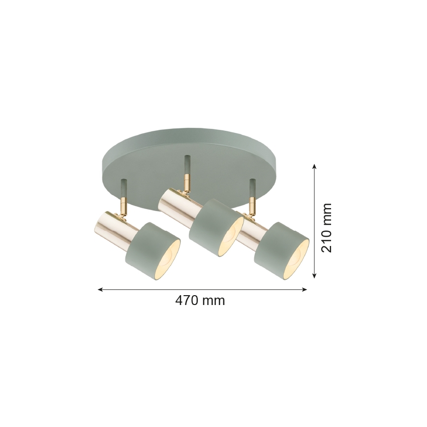 Argon 6007 - Φωτιστικό σποτ DORIA 3xE27/15W/230V πράσινο/ορείχαλκος