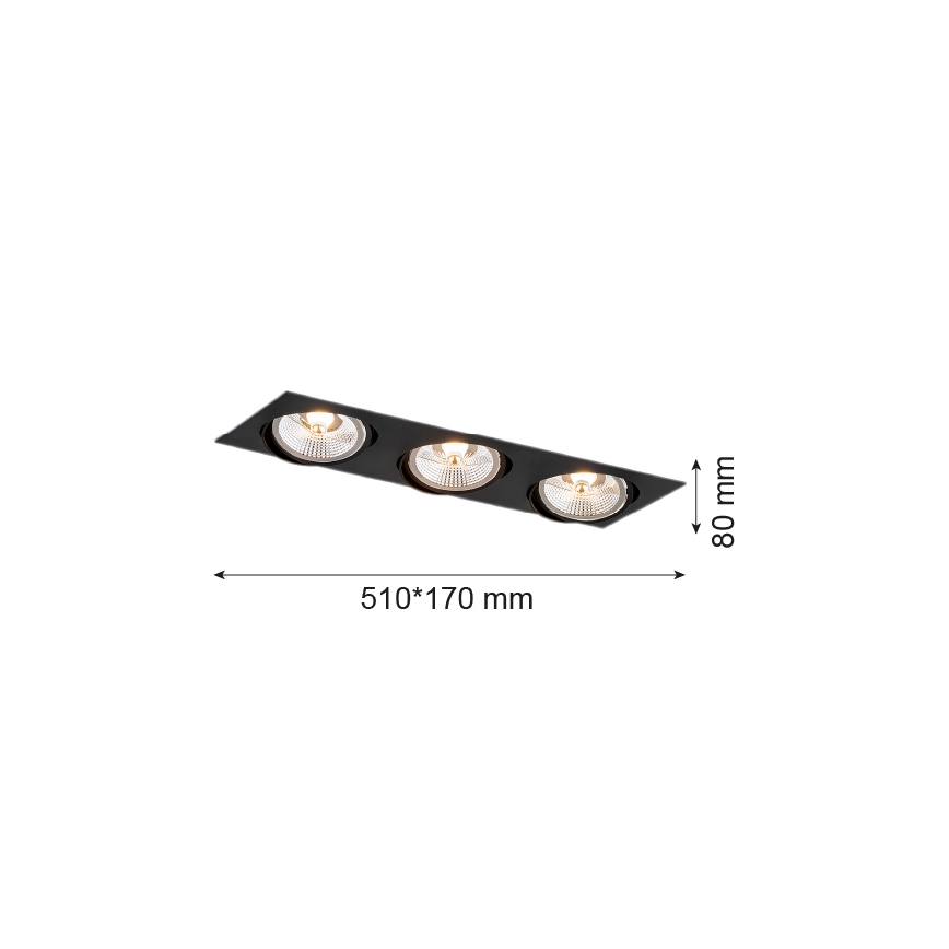 Argon 6116 - Οροφής φωτιστικό OLIMP 3xGU10-AR111/12W/230V μαύρο