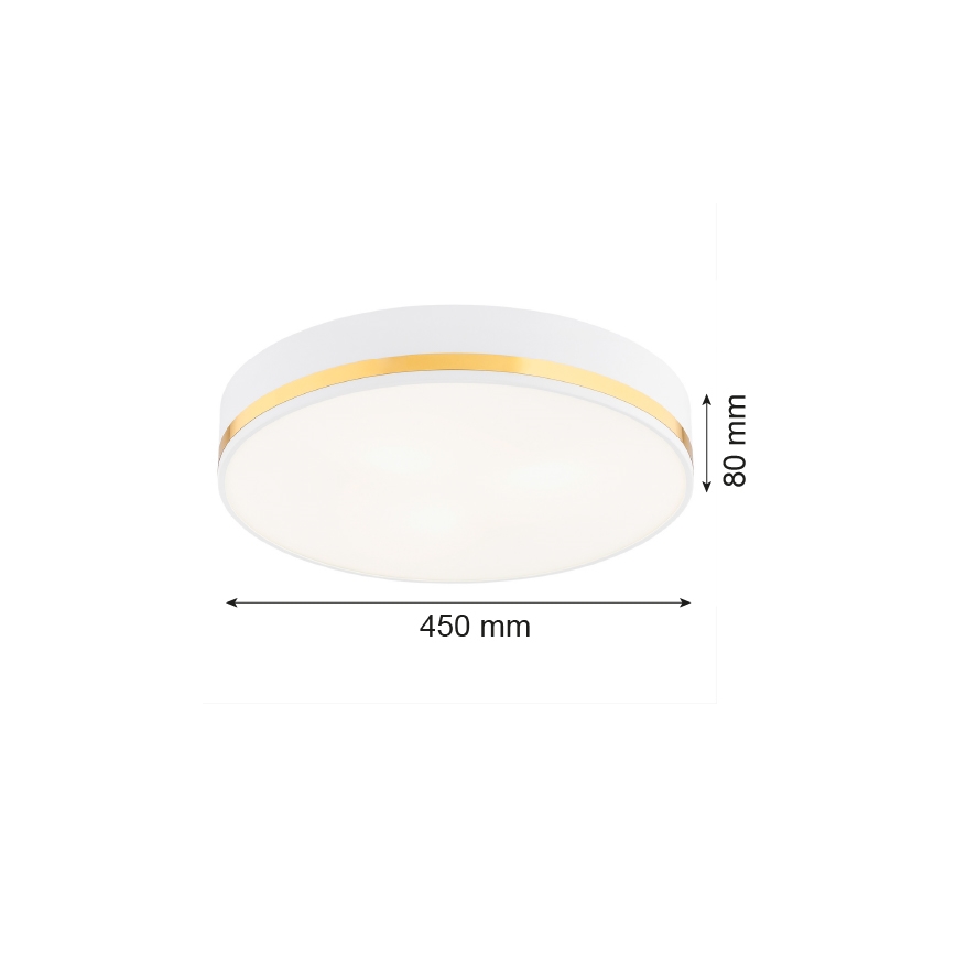 Argon 6138 - Φωτιστικό οροφής AMORE 3xE27/15W/230V διάμετρος 45 cm λευκό/χρυσαφί
