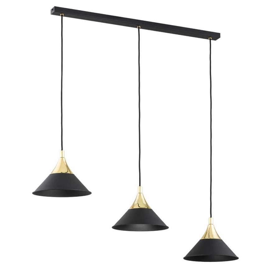 Argon 6140 - Πολύφωτο με συρματόσχοινο MASSETO 3xE27/15W/230V μαύρο/χρυσαφί