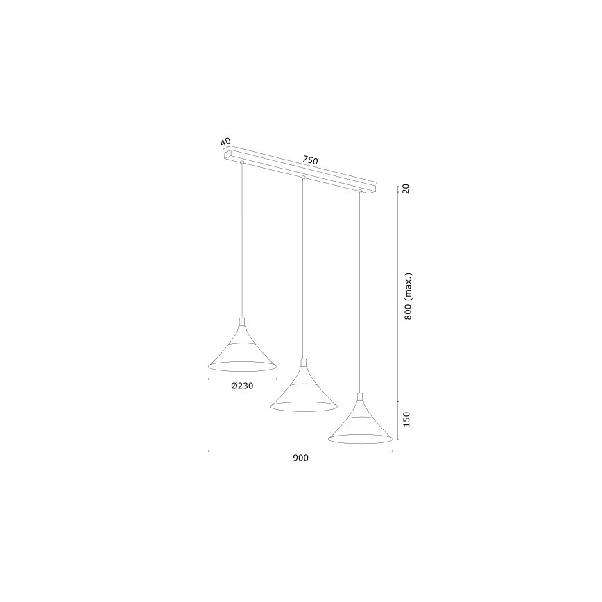 Argon 6140 - Πολύφωτο με συρματόσχοινο MASSETO 3xE27/15W/230V μαύρο/χρυσαφί