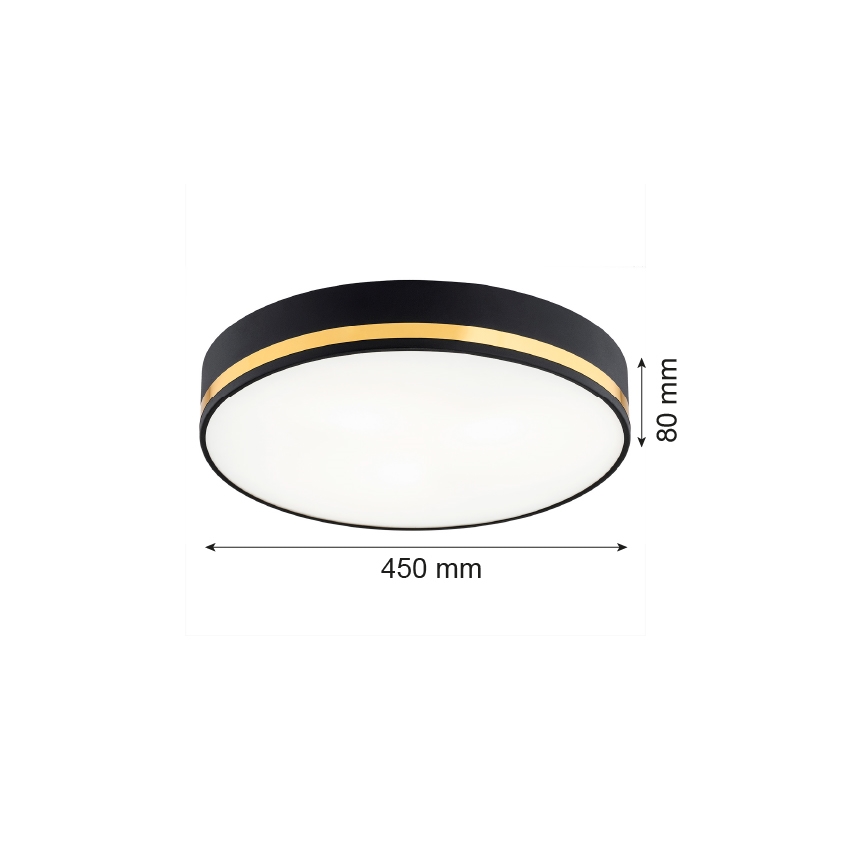 Argon 6141 - Φωτιστικό οροφής AMORE 3xE27/15W/230V διάμετρος 45 cm μαύρο/χρυσαφί