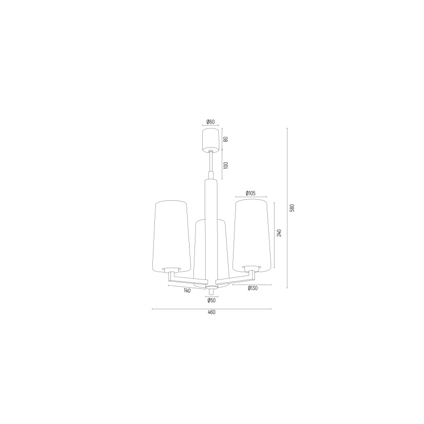 Argon 6143 - Κρεμαστό φωτιστικό οροφής CAMELOT PLUS 3xE27/15W/230V μαύρο/λευκό/χρυσό