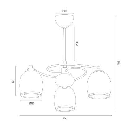 Argon 6144 - Κρεμαστό φωτιστικό οροφής AVILA PLUS 3xE27/15W/230V μαύρο/χρυσό/λευκό