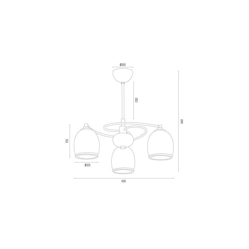 Argon 6144 - Κρεμαστό φωτιστικό οροφής AVILA PLUS 3xE27/15W/230V μαύρο/χρυσό/λευκό